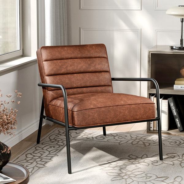 Faux cognac on sale leather chair